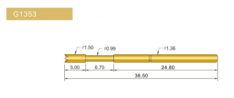 G1353-Q探針、四爪頭探針、1.36mm測試針、總長36.5mm、彈簧針圖片、測試針圖片、頂針圖片、探針圖片
